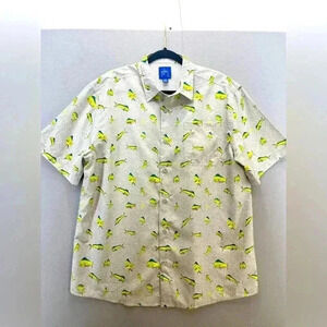 Guy Harvey Button front Resort polyester Fish shirt front pocket short sleeve